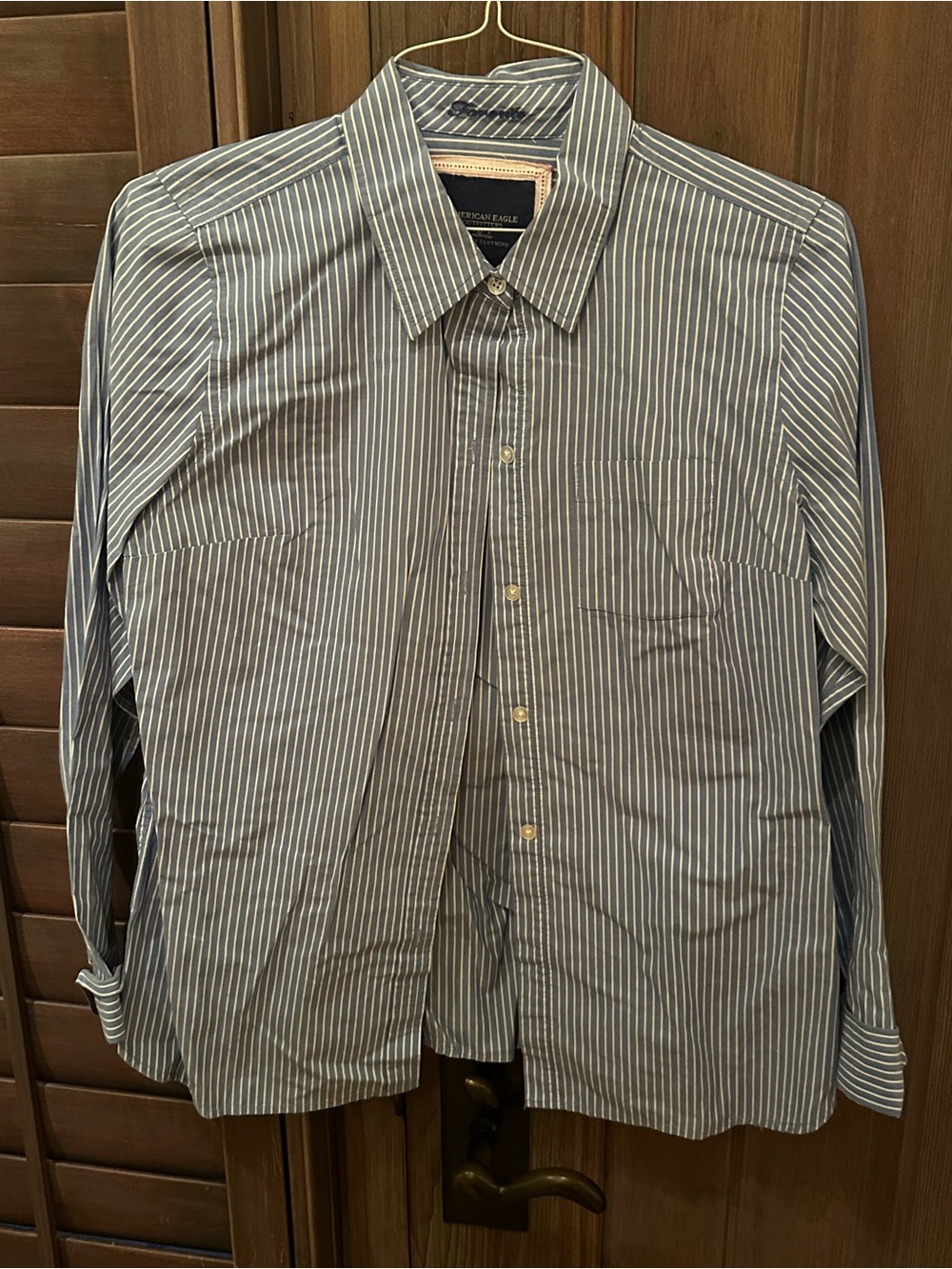 American Eagle Outfitters Blue and White Stripe Dress Shirt